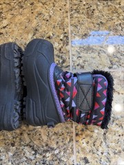 Sorel Purple/Black Geometric Commander Print Faux Fur Trim Snow Boots Child 9