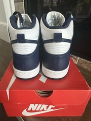 Nike Dunk High GS Sneaker White Midnight Navy Leather Unisex Kids US 6.5Y