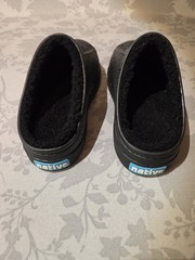 New Native Jefferson Cozy Fur Lined Kids Slip-On Clog, Blue, Black or Bone, C13