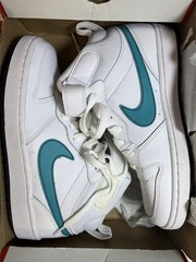 Nike Court Borough Mid 2 GS White, Aqua, & Black Sneakers CD7782-117 Size 5.5Y