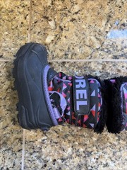 Sorel Purple/Black Geometric Commander Print Faux Fur Trim Snow Boots Child 9