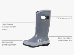 New Bogs Kids Water Proof Rain Boots Size 7 Toddler Gray