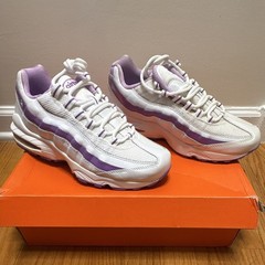 Nike Air Max 95 White/Purple Leather Mesh Low Top Sneakers 6.5Y 310830-116
