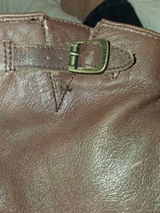 FRYE „VERONICA SLOUCH“ SOFT BROWN LEATHER TALL BIKER BOOT BOYS SZ. 2 Preowned