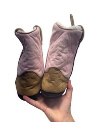 John Deere Pink & Brown Cowboy Kickers With Sherpa Lining Size 6 #9813