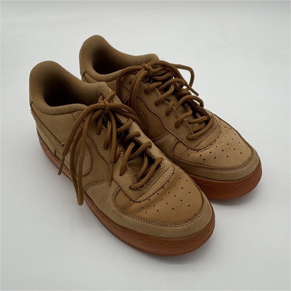 Nike Air Force 1 Low Top Leather Brown Unisex Kids Sneakers US 5.5Y 943312-200