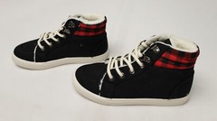 Fabkids Unisex Kid’s Plaid High Top Sherpa Sneakers DM9 Black Size US:1 UK:13