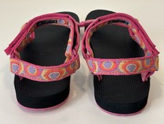 Teva Original Universal Youth Size 5 Pink Adjustable Hike Water Sandal Bubbles