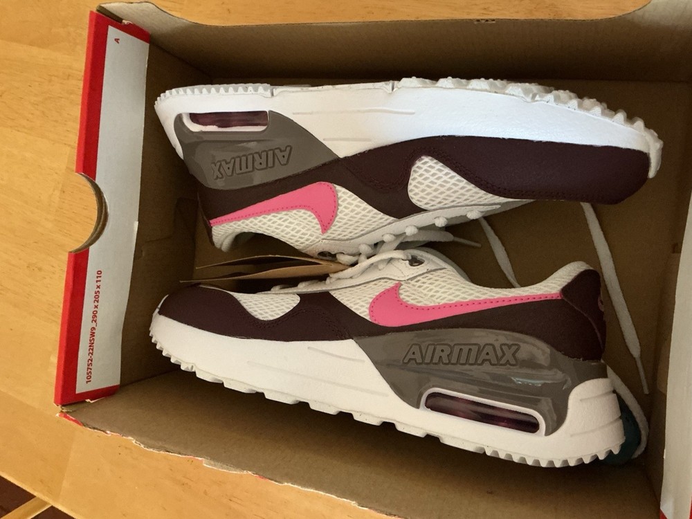 Nike Air Max SYSTM GS White Pink Dark Brown Sneaker Unisex Kids US 4.5Y EU 36.5