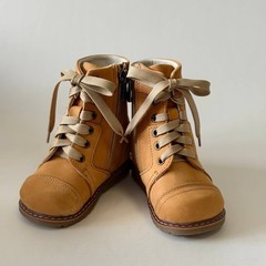 Kids Camel Yellow Nubuck Leather Boots–Size EU24 (US 7.5 / UK 7 / AU 7.5, 15.8sm