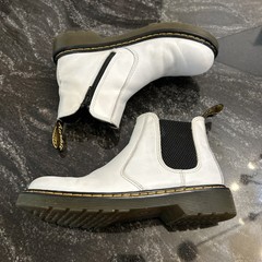 Dr. Doc Martens White 2976 Quad Platform Chelsea Boots Kids Size 3