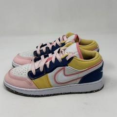 Nike Jordan 1 Low SE Multi Canvas DV1323-100 Youth Kids Size 4 Pink Blue Shoes