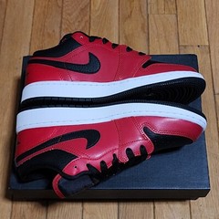 Air Jordan Low 1 GS Grade School Black Gym Red White Reverse Banned 553560-605