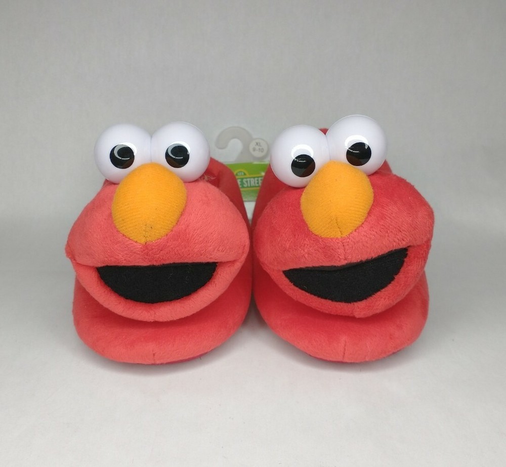 Sesame Street Elmo Red Plush Monster Slippers Youth Boys Size XL 9 – 10