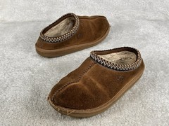UGG Kids Sz 4 Tasman Slipper Chestnut Suede Shearling Slip On Shoes 1019066K