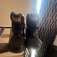 Cat & Jack Unisex Kids Snow Boots Black Faux Leather Faux Fur Lined Sz 9