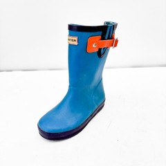 Hunter Kids Blue Rubber Rain Boots Orange Buckle Waterproof Size 10