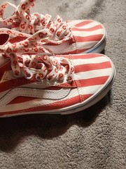 VANS Kids Size 12 Waldo Red White Stripes – Old Skool Lace Ups