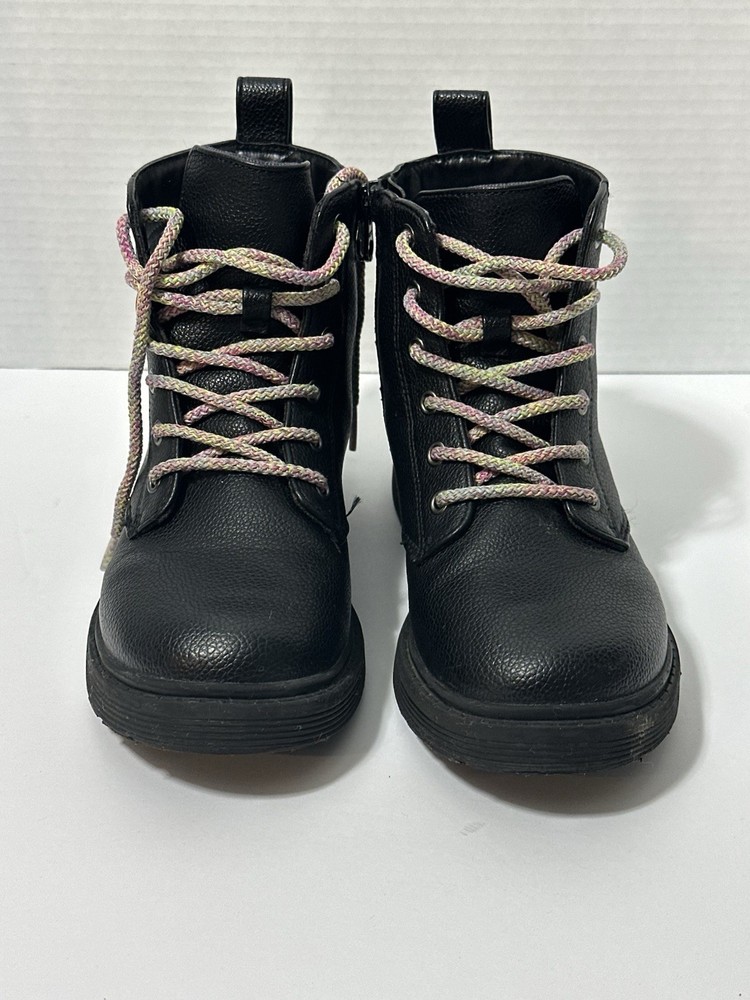 art class Black Combat Lace-Up Zip Ankle Boots Kids Unisex US 2 Man Made Upper