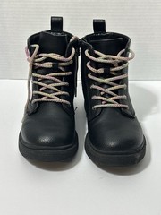 art class Black Combat Lace-Up Zip Ankle Boots Kids Unisex US 2 Man Made Upper