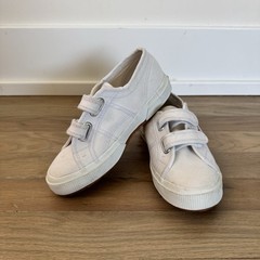 Superga Classic Youth Canvas Hook and Loop Low Top White Sneakers Size 1