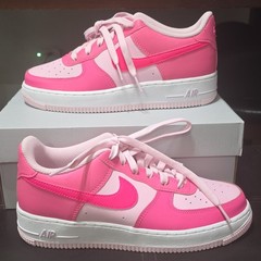 Nike Air Force 1 BG Unisex Kids Pink/White Leather Sneaker US 6.5Y 107454