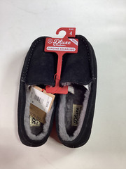 Kids Deluxe By Deerfoams Black Shearling Slippers Size 4 NEW