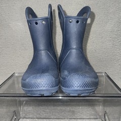 Crocs Handle It Rain Boots Youth Sz C6 Black Croslite Rubber Pull On Handles