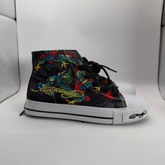 Ed Hardy Dragon Tattoo High Top Sneakers Kids Size 3 Dragon Graphic Multicolor