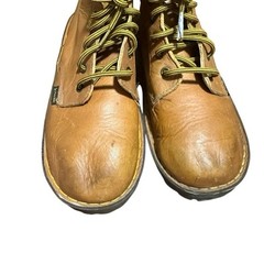 Dr Doc Martens Brown Camel Leather Air Wair Boots Bouncing Soles Youth Sz 2