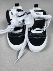 VANS KNU Skool Unisex Kids Black/White Canvas Lace-Up Sneakers US 1 EU 31.5