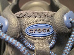 Crocs Bump Toe Sturdy Bungee M 3, W 5 Grip Sole Gray,Blue Beach / Walking Sandal