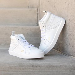 Freshly Picked White Leather High Top Sneakers Unisex Kids Casual Shoes