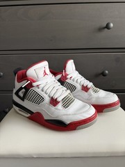 Jordan Air Jordan 4 Retro GS Sneaker 7Y White/Red/Black Leather 408452-160