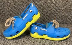 Crocs Toddler C10 Kids Blue Unisex Beach Line Lace Up Water Boat Shoes Loafers