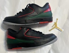 Nike Air Jordan 2 Retro low Black Red Green Gray Size 6.5 Y Streetwear Drip Vibe