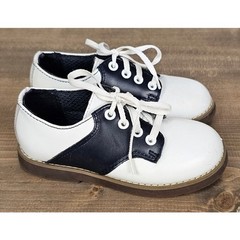 Striderite toddler classic leather saddle shoes navy white sz 7.5 preppy sturdy
