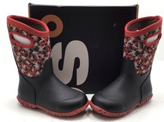 Bogs Kids Unisex Durham Rainboots In Black & Red Digital Maze Size 2