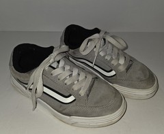 Vans Kids Size 1 Gray Suede Stripe Boys Girls Unisex Shoes Skater Trendy Read