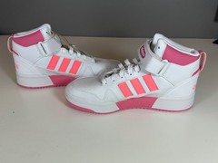 Adidas Kids‘ Postmove Mid Basketball Shoes White/Acid Red/Rose Size 7 Big Kid
