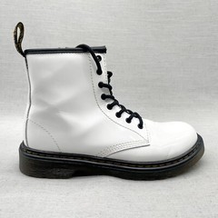 Dr Doc Martens Junior Pascal 1460 J Size 5 White Patent Leather Combat Lace Up