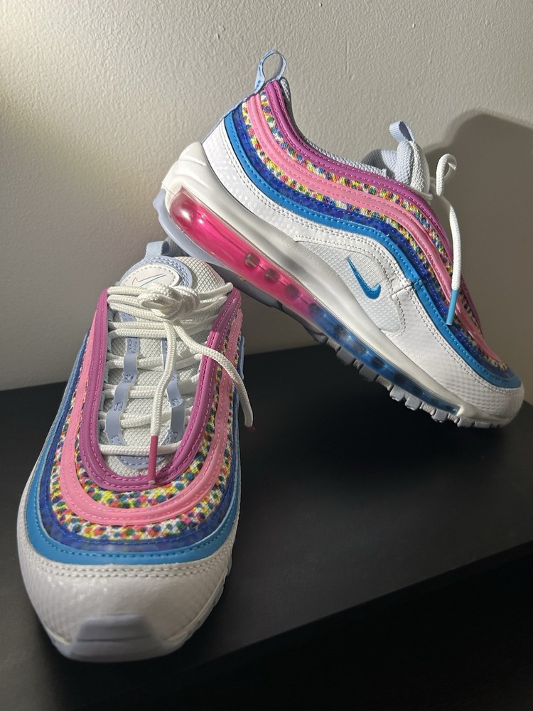 Nike Air Max 97 SE (GS) White Lightning Blue DV7550-100 Fashion Boys Size 7Y