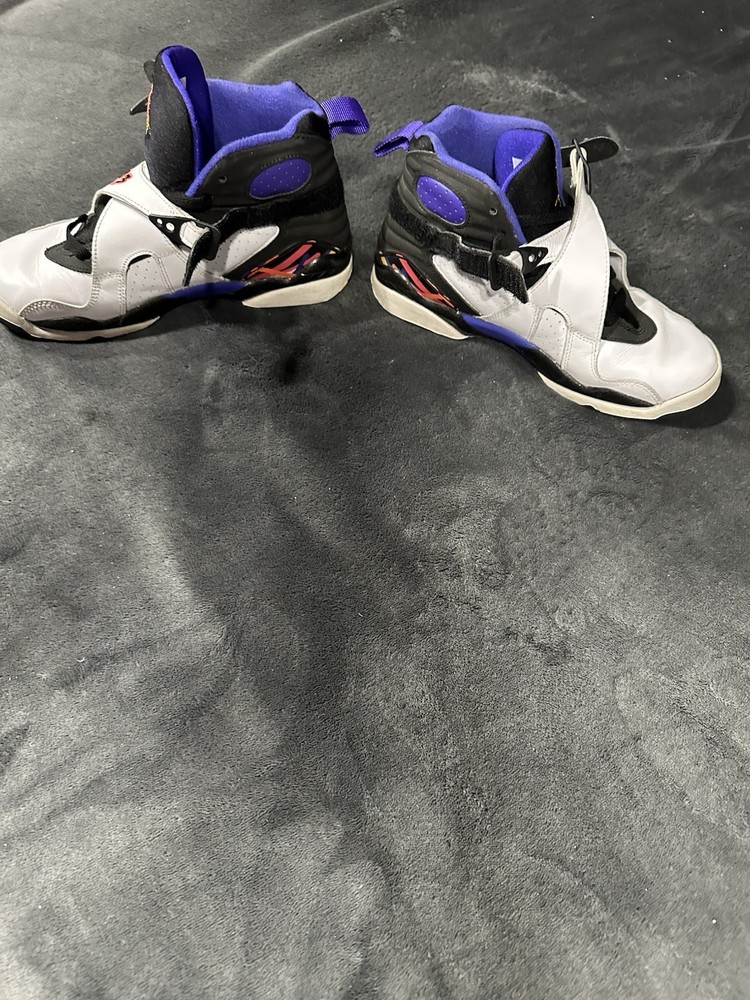 Jordan Air Jordan 8 Retro 5.5Y White/Black/Purple High Top Sneaker 305368-142