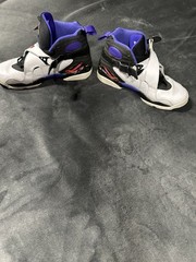 Jordan Air Jordan 8 Retro 5.5Y White/Black/Purple High Top Sneaker 305368-142