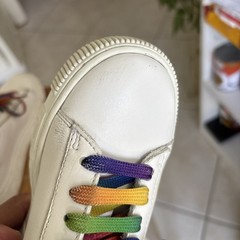 Versace White Greca Rainbow Leather Low-Top Bohemian Kids Size 31-US Size 13