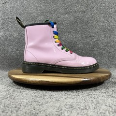 Dr Martens 1460J Youth Size 3 Pink Leather Side Zip Lace Up Combat Boots Used
