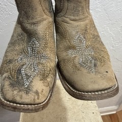 CORRAL Distressed Leather Square Toe Cross Wing Cowboy Boots Sz 2 T Style A1032