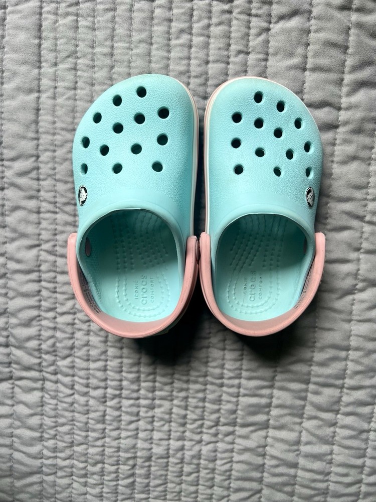 Crocs Crocband II Ice Blue Candy Pink Size 7c Slip On Clogs