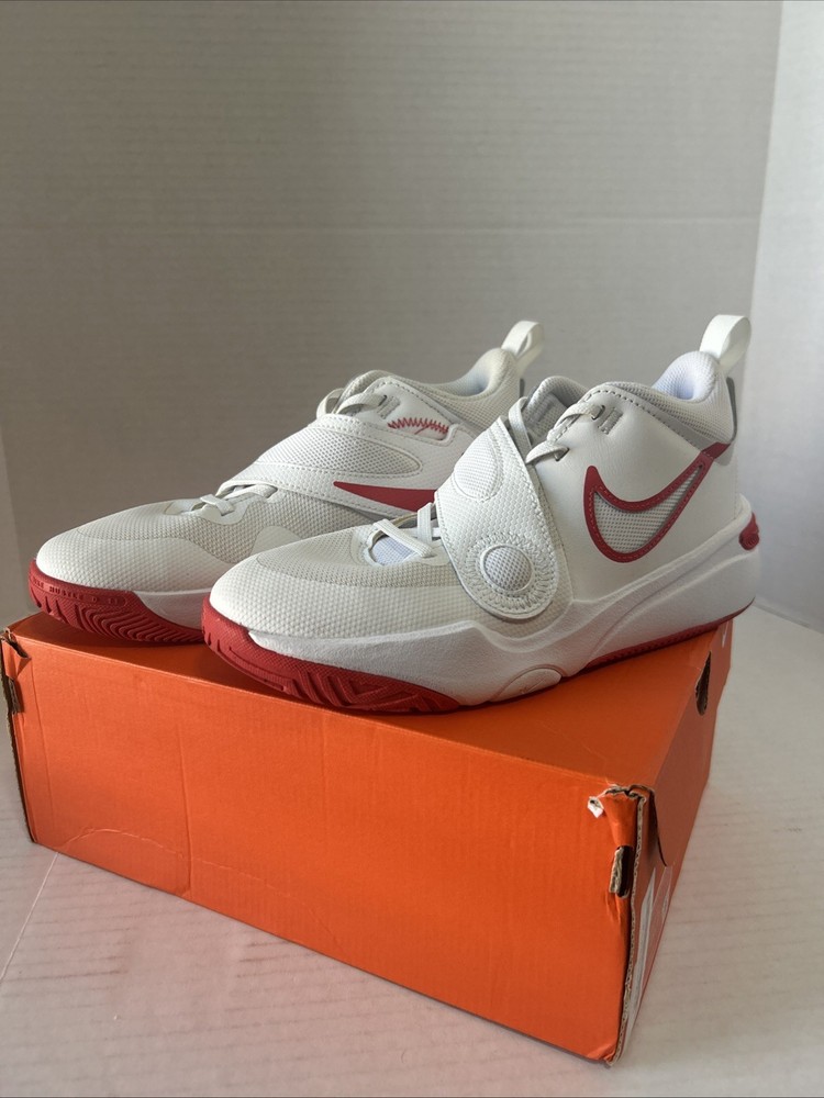 Size 6.5 (GS) – Nike Team Hustle D11 Mid Summit White Track Red