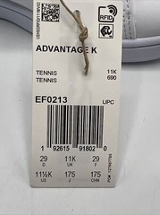 Adidas Advantage Kid’s Size 11.5K White Green Lace Up Sneakers EF0213 New